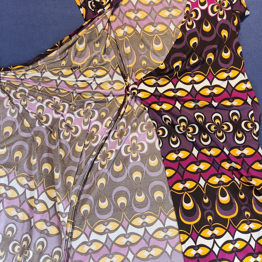 Bisou Bisou Groovy Retro Y2K Wrap V‑Neck Knee Length Dress – Size 12 - Picture 6 of 13